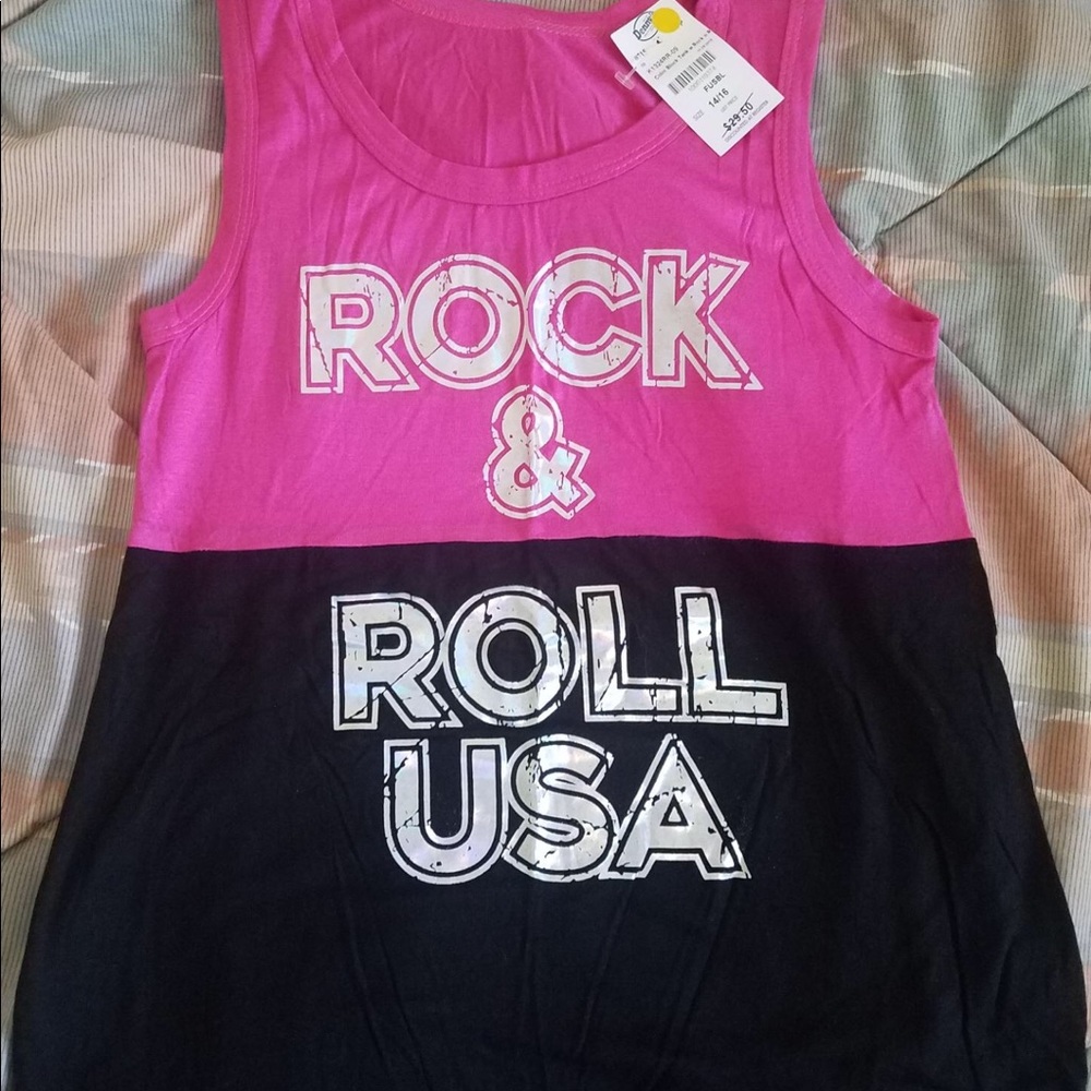 black and pink color block tank